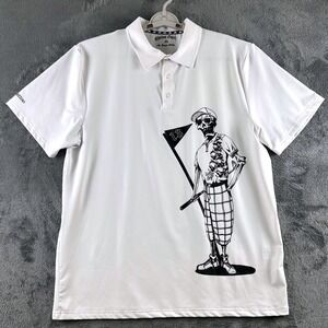 Tattoo Golf Mr. Bones Series White Golf Polo Shirt Mens XL Skeleton Graphic